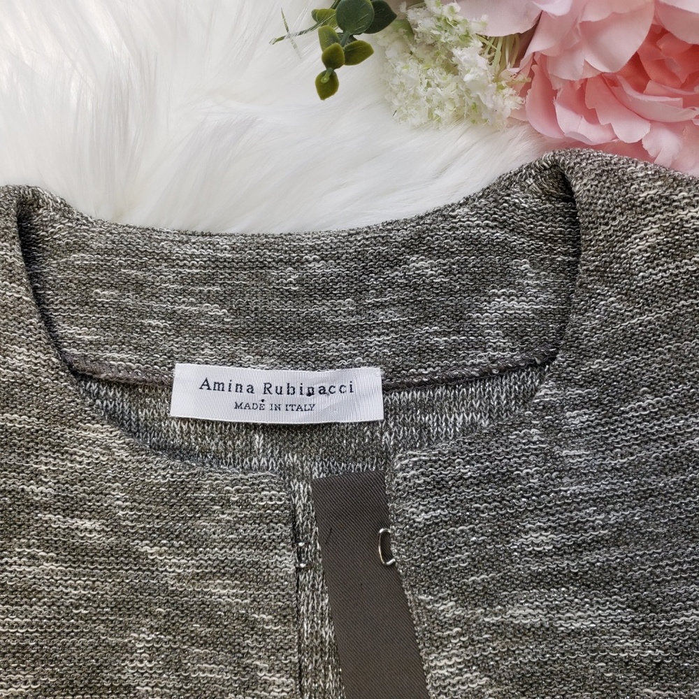 Amina Rubinacci Made in Italy Grey Knit Blazer - Picture 3 of 4